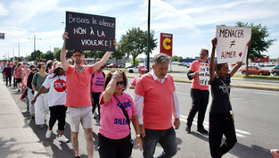 Citizens march in Pointe-aux-Trembles in solidarity with victims of domestic violence