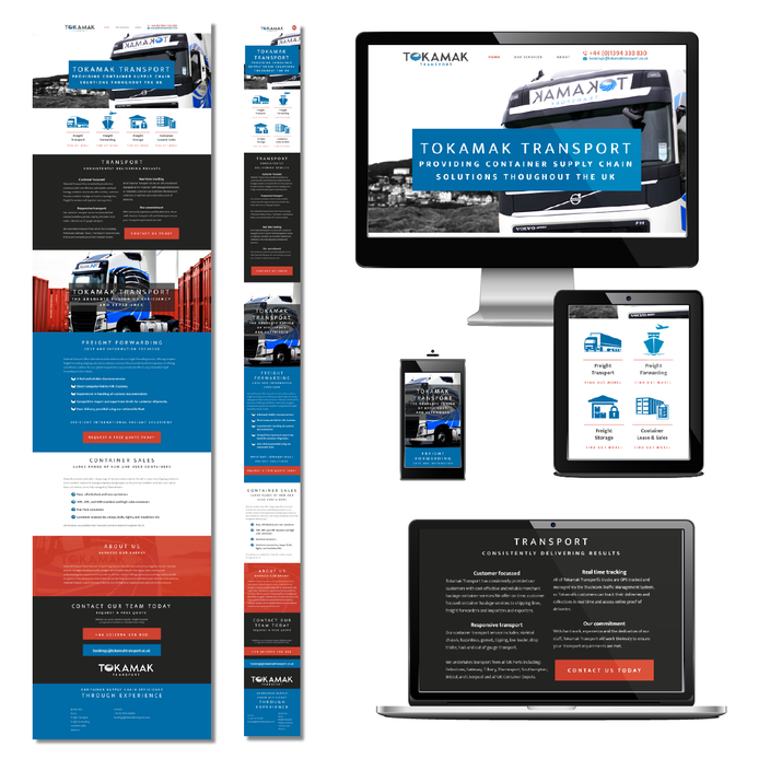 One page haulage website design mock-up created by Design by Pie, freelance graphic designer, North Devon