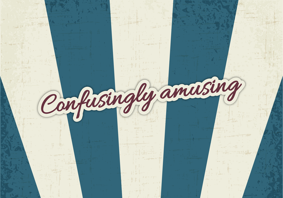 Fuddled Escape Rooms strapline “Confusingly amusing” displayed over a bold radial graphic.