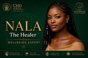Illustration of Nala the Healer from The Twelve Queens of The Matrisse discussing psychological abuse, emotional healing, identity recovery and mental wellbeing.