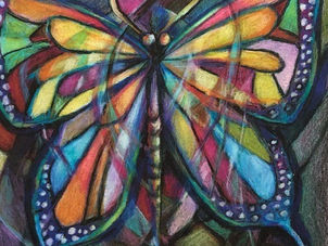4/8/26 Colored Pencil on Black Paper Demo by Margaret Bucholz Addison Art Guild Monthly Meeting