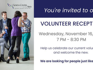 11/16/22 Reception at Geneva Ctr for the Arts Celebrates Volunteers & Seeks New Ones