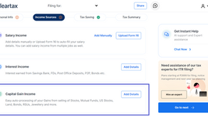 Tax Return Filing with Capital Gains at TaxBuddy
