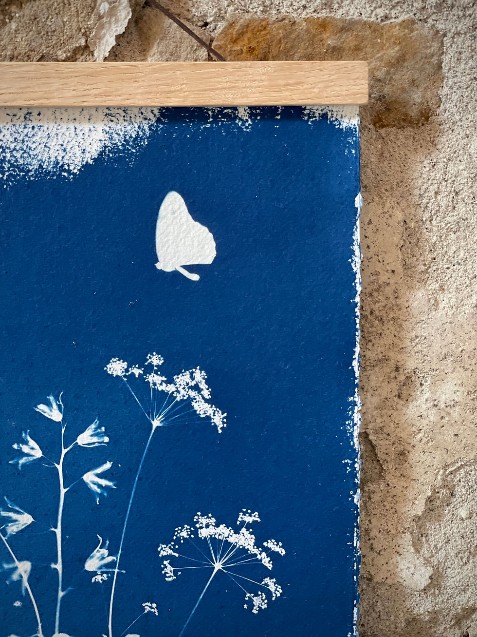 Thumbnail: Butterflies, Bluebells and Cow Parsley detail of print