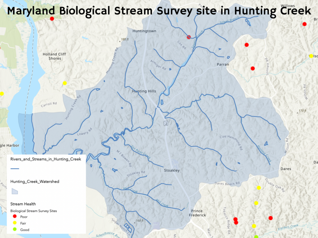 Stream site in Hunting Creek Watershed tested by Maryland Biological Stream Survey (MBSS). Image taken from Maryland Department of Natural Resources.