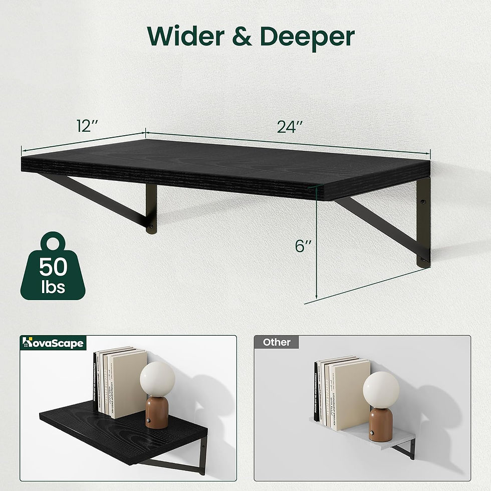 Thumbnail: Rustic Wood Floating Wall Shelves Set with Heavy Duty Brackets