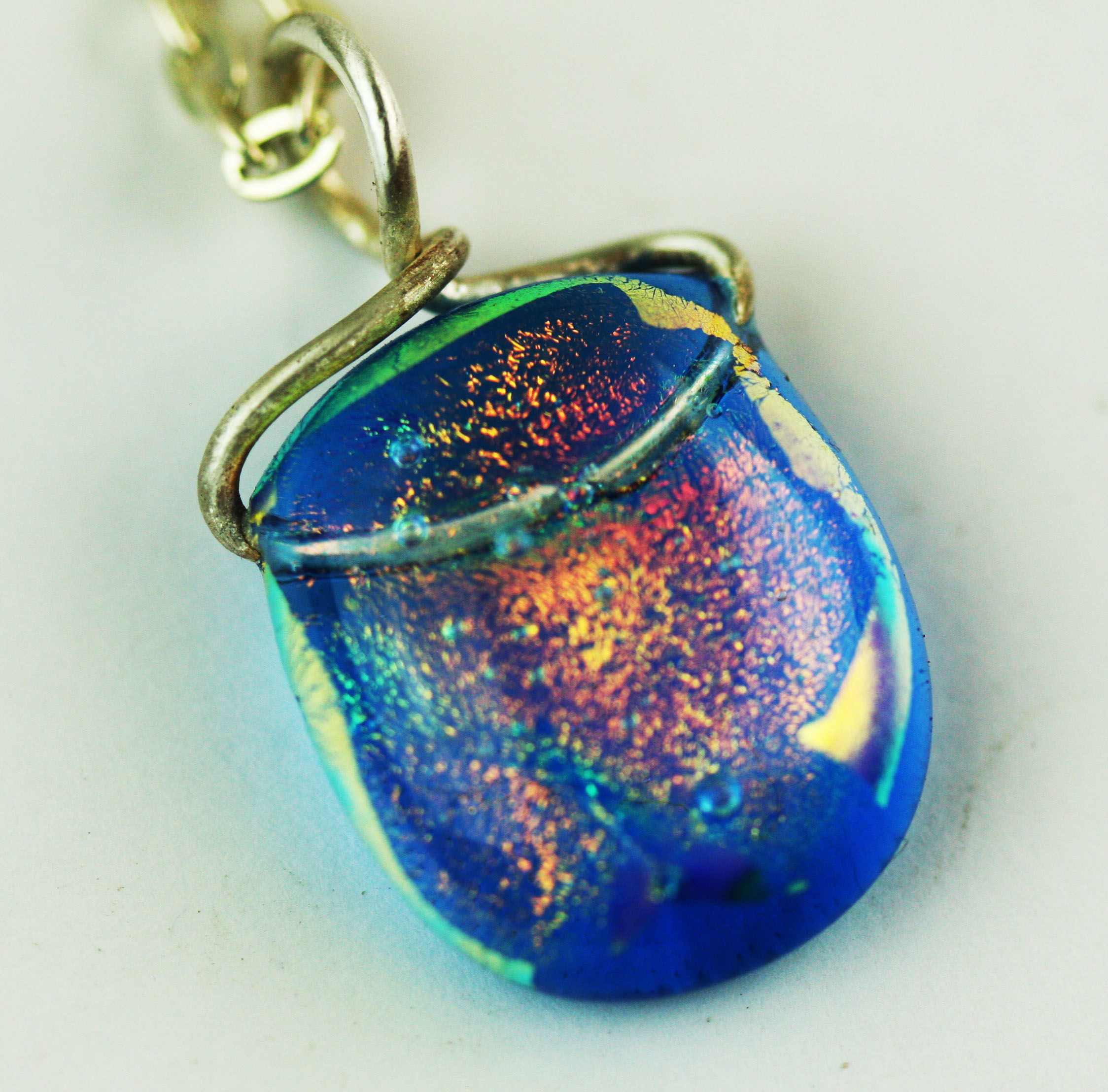 Turquoise Coppery Waves Small Pendant