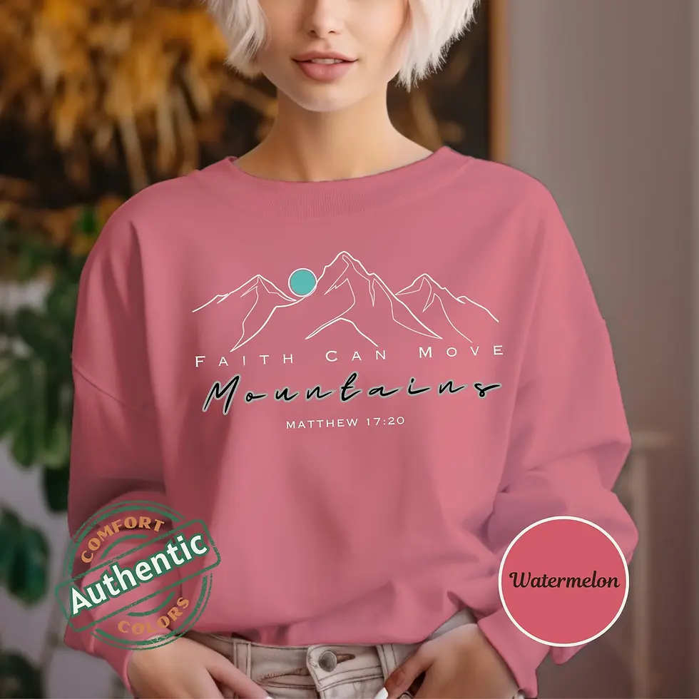 Thumbnail: Faith Can Move Mountains Comfort Colors Shirt: Christian Bible Verse Tee