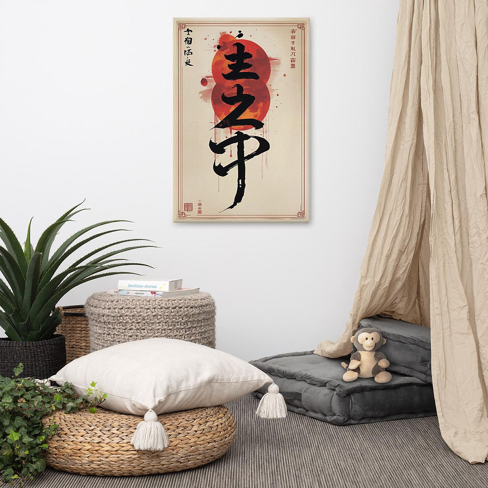 Thumbnail: Japanese Calligraphy Canvas Print – Double Red Sun, Frame & Unframed