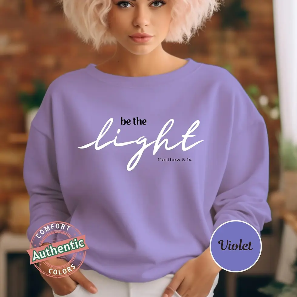 Thumbnail: "Be The Light" Comfort Colors Shirt: Christian Bible Verse Tee
