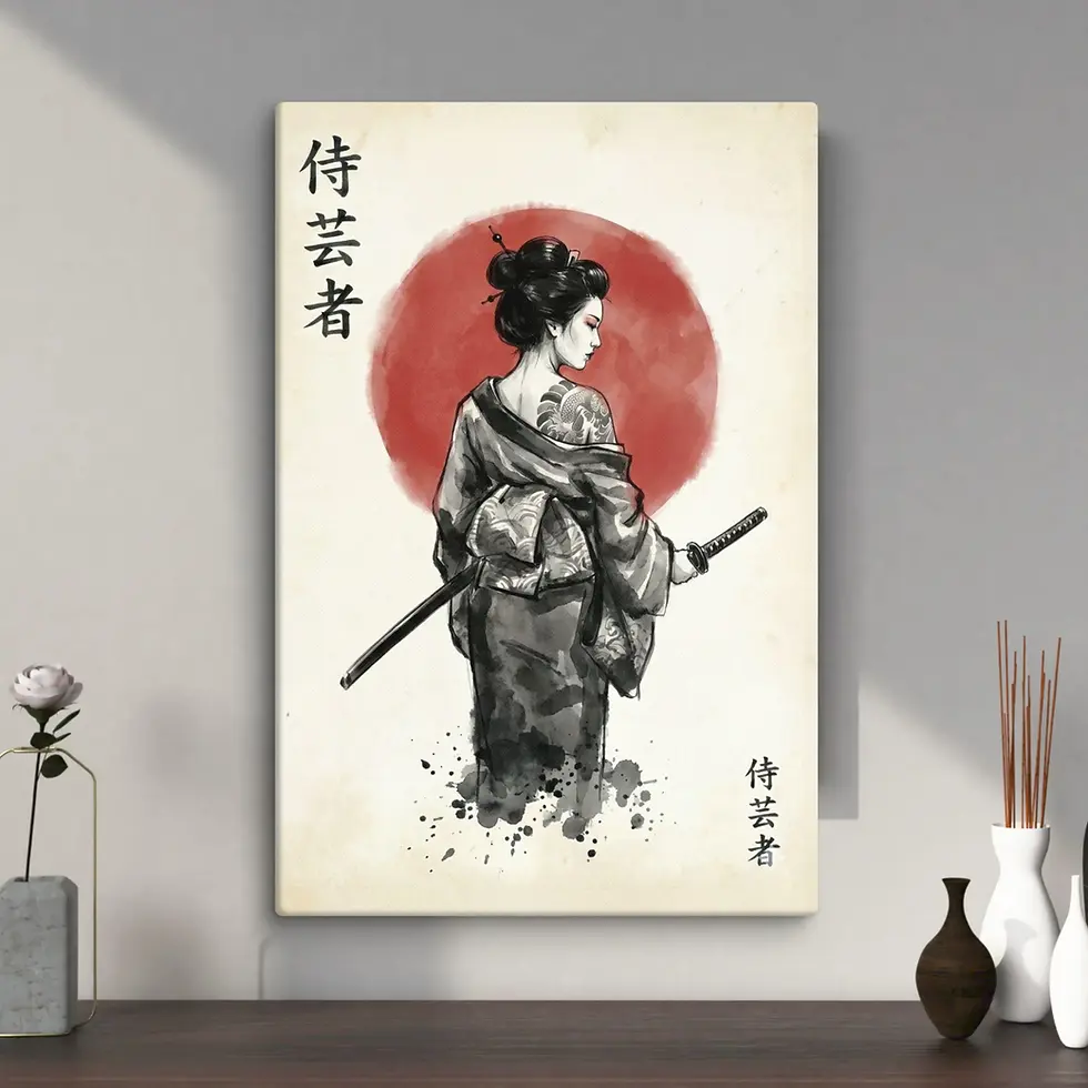Thumbnail: Zen Samurai Geisha Canvas Print - The Way of the Silent Warrior