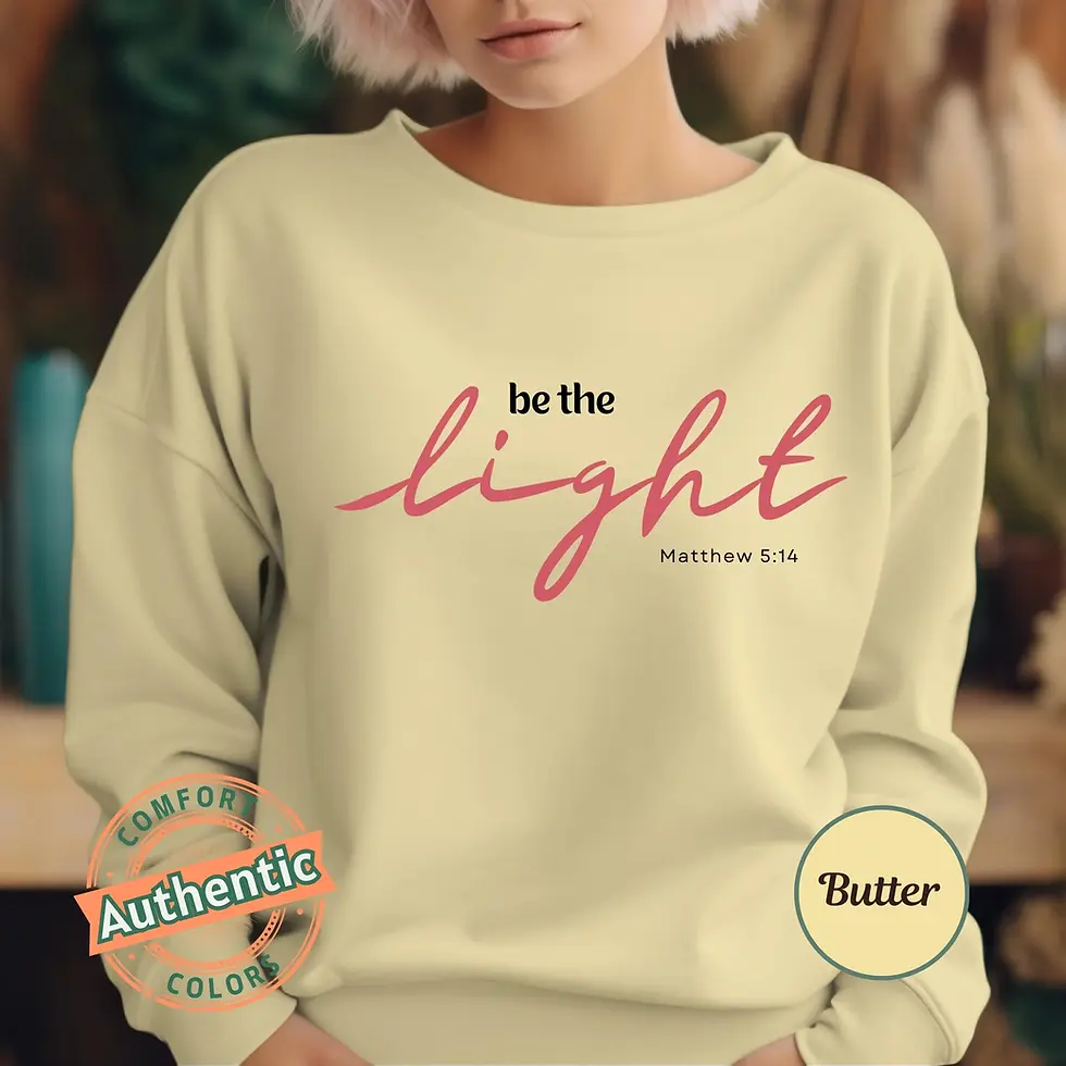 Thumbnail: "Be The Light" Comfort Colors Shirt: Christian Bible Verse Tee