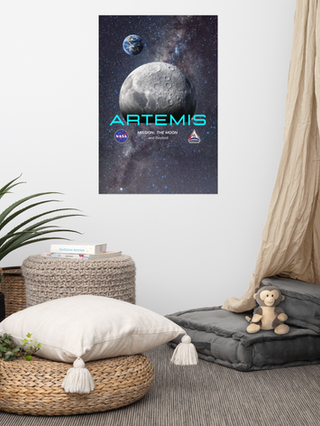 Artemis II Moon Mission Poster: NASA Exploration Art Print, Galaxy