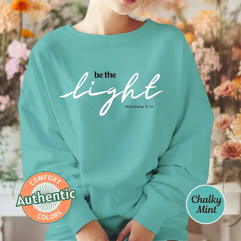 Thumbnail: "Be The Light" Comfort Colors Shirt: Christian Bible Verse Tee