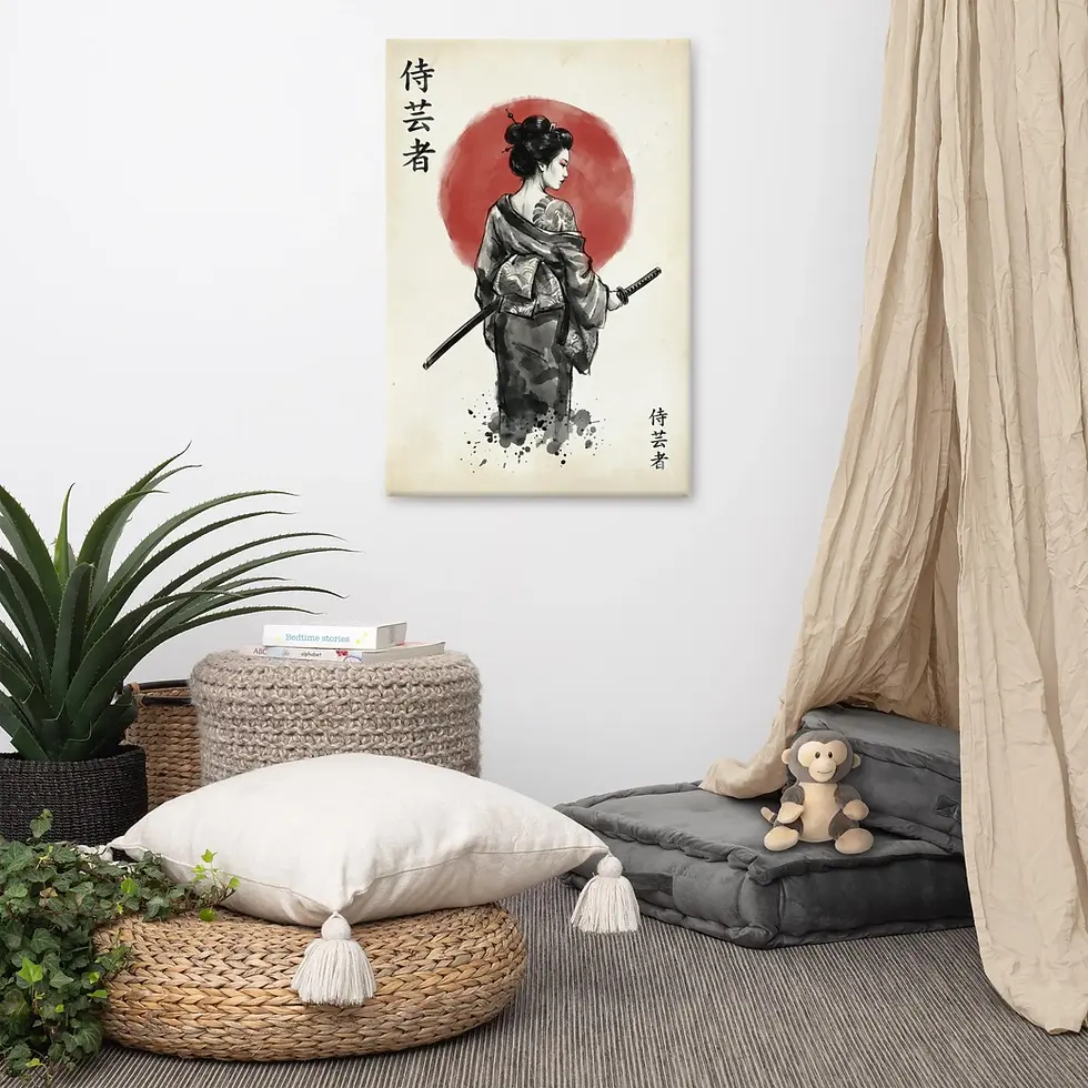 Thumbnail: Zen Samurai Geisha Canvas Print - The Way of the Silent Warrior