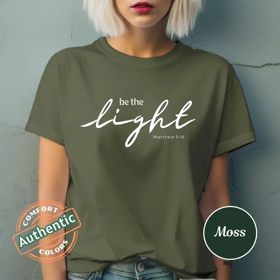 Thumbnail: "Be The Light" Comfort Colors Shirt: Christian Bible Verse Tee