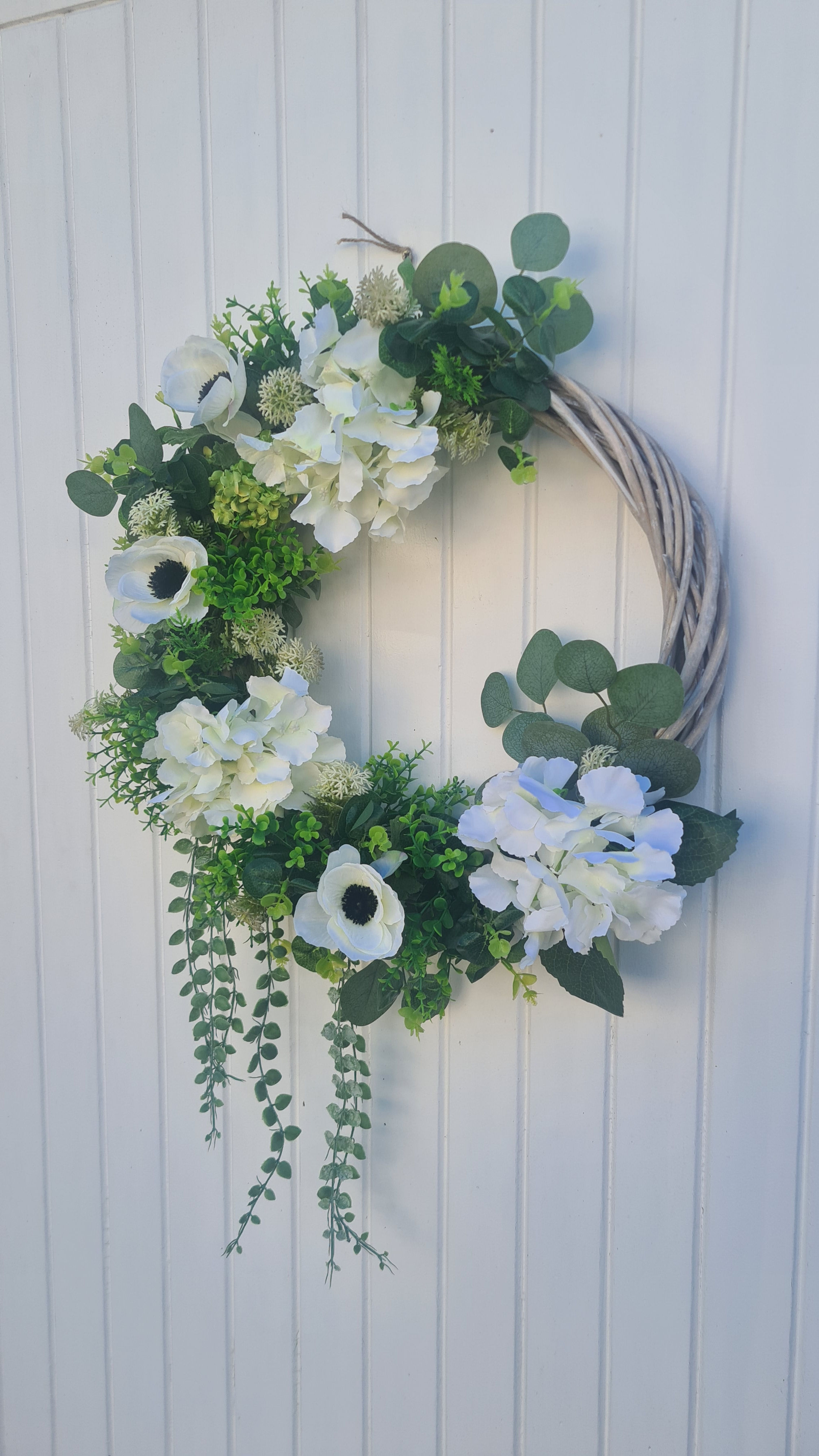 White Hydrangea Door Wreath