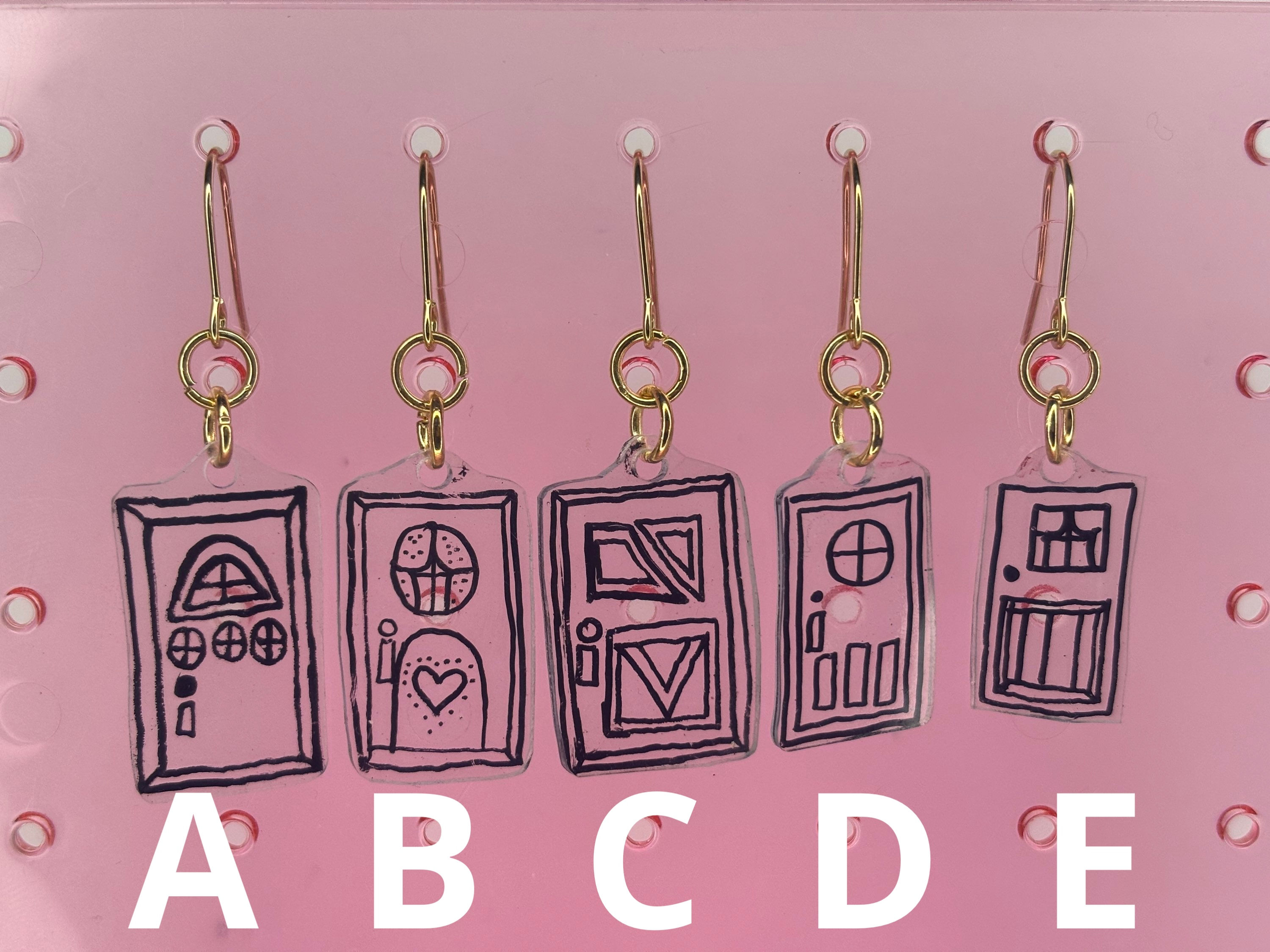 Clear  Door Earings (Gold)