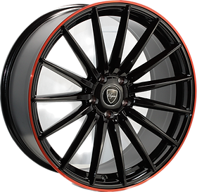 E007 Gloss Black Red Outline