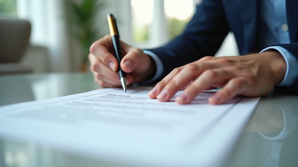 Close-up view of a cleaning service contract being signed