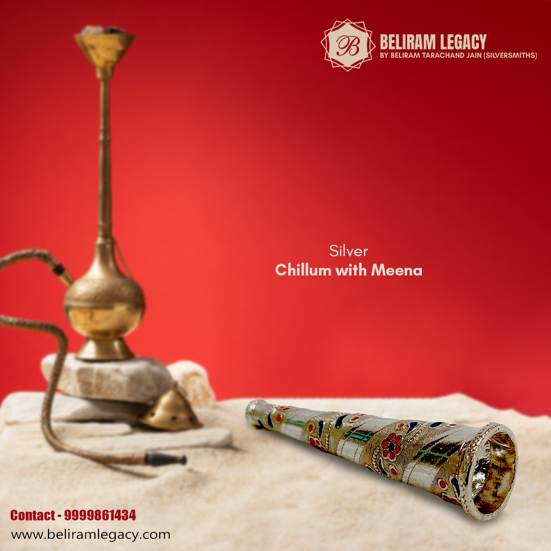 Silver Chillum with meena work
