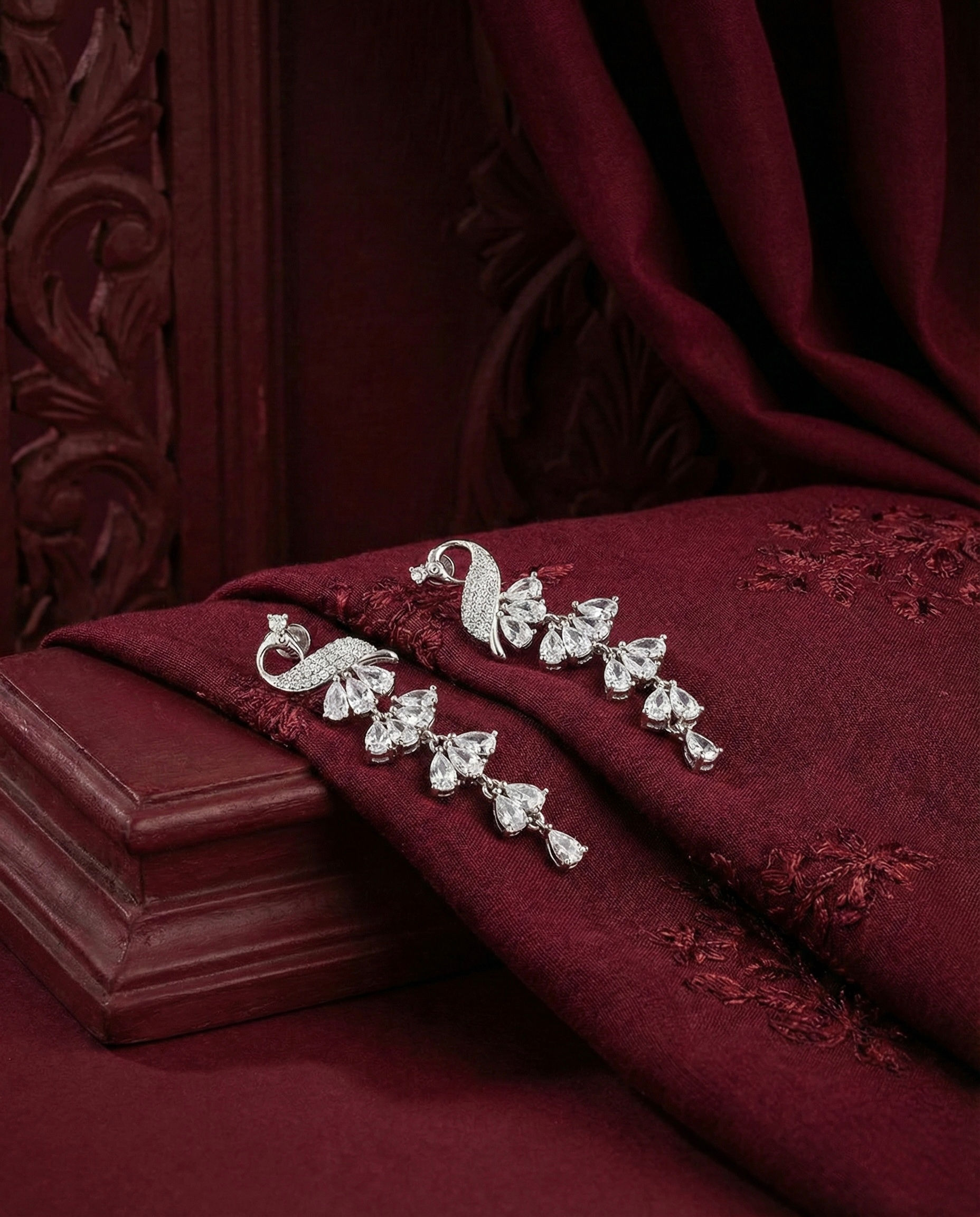 Mayura Droplet Cz Peacock Sterling Silver Earrings beliram legacy