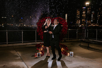 NYC NJ Pier Proposal Red Heart Roses
