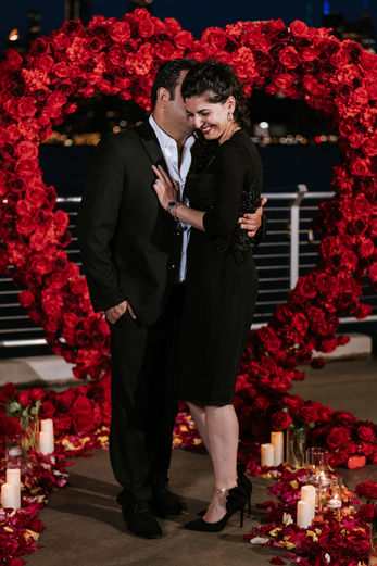 NYC NJ Pier Proposal Red Heart Roses