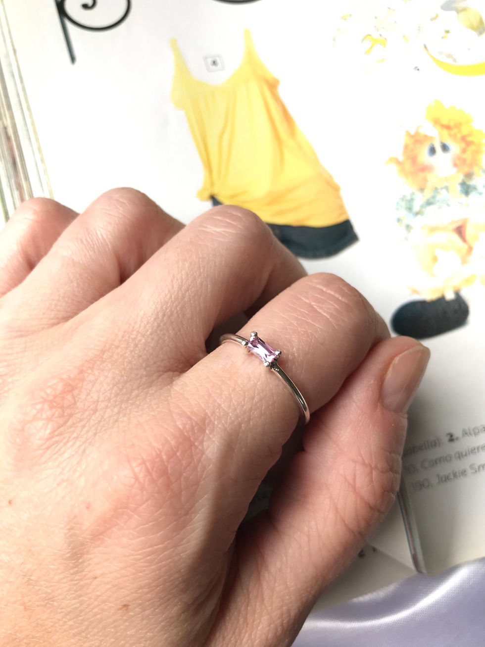 Miniatura: Anillo de Plata 925 con cubic Baguete. Modelo Minimal