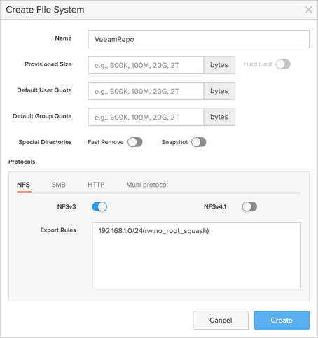Configuring a Pure Storage FlashBlade Veeam Repository for Rapid Restore