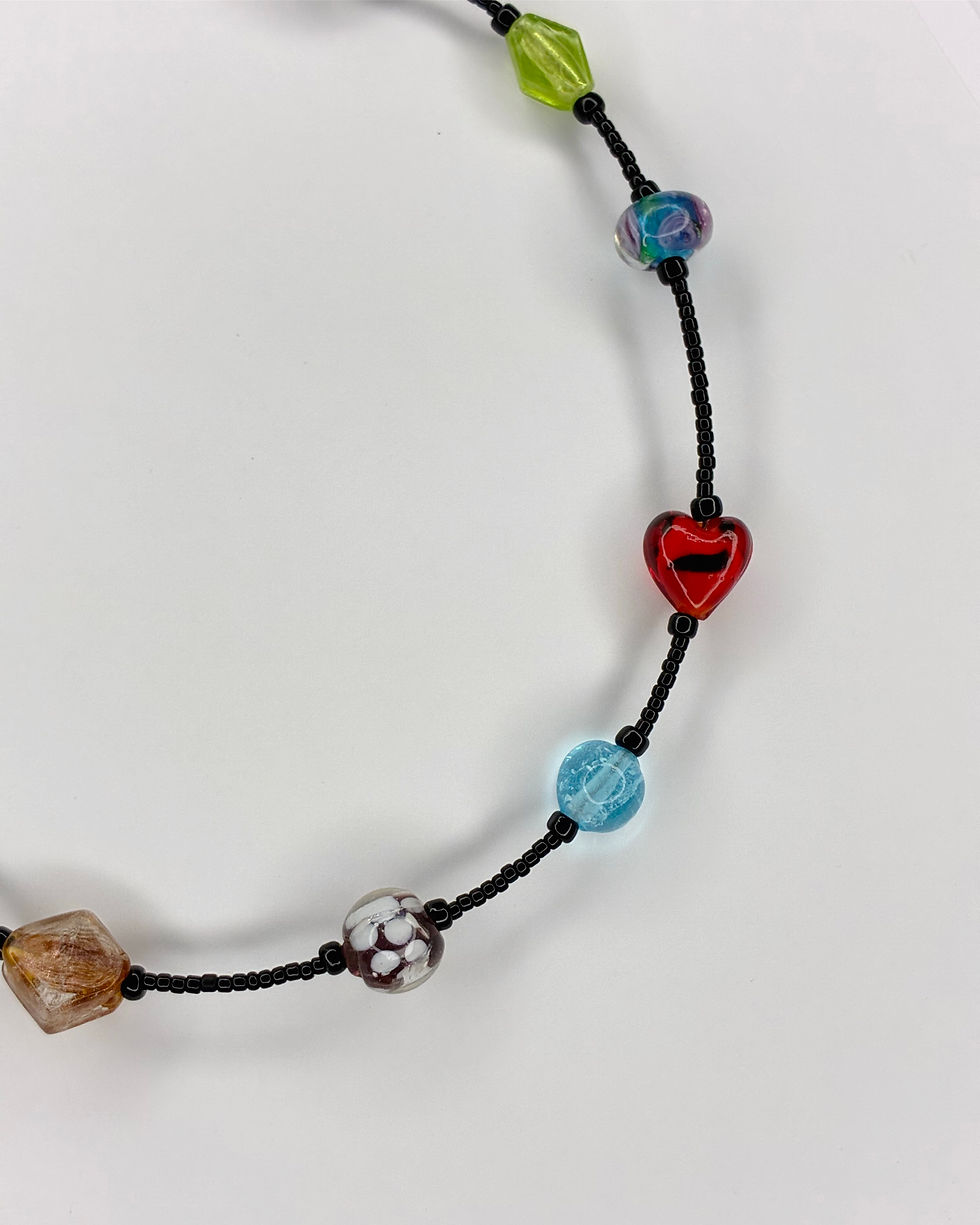 Thumbnail: Lampwork glass mix minimalist necklace 002