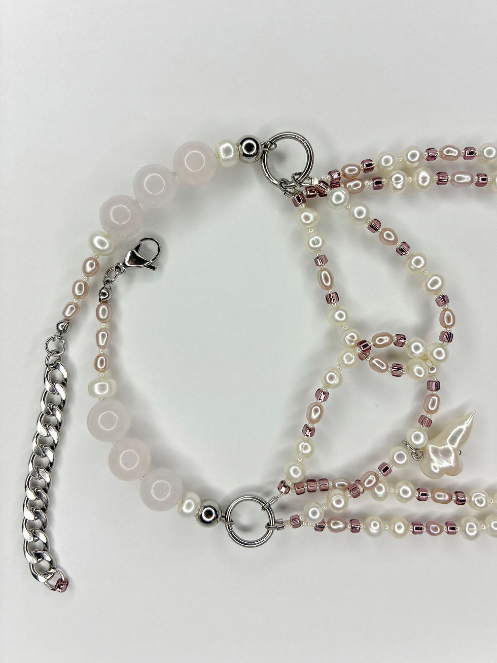 Thumbnail: Cascadas Necklace in Mauve / Rose Quartz