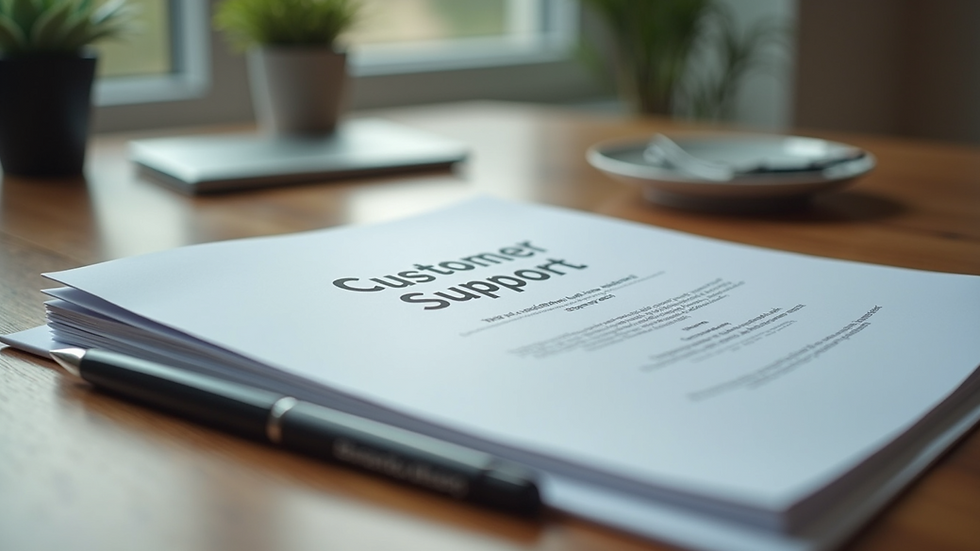 High angle view of a printed customer support guidebook on a desk