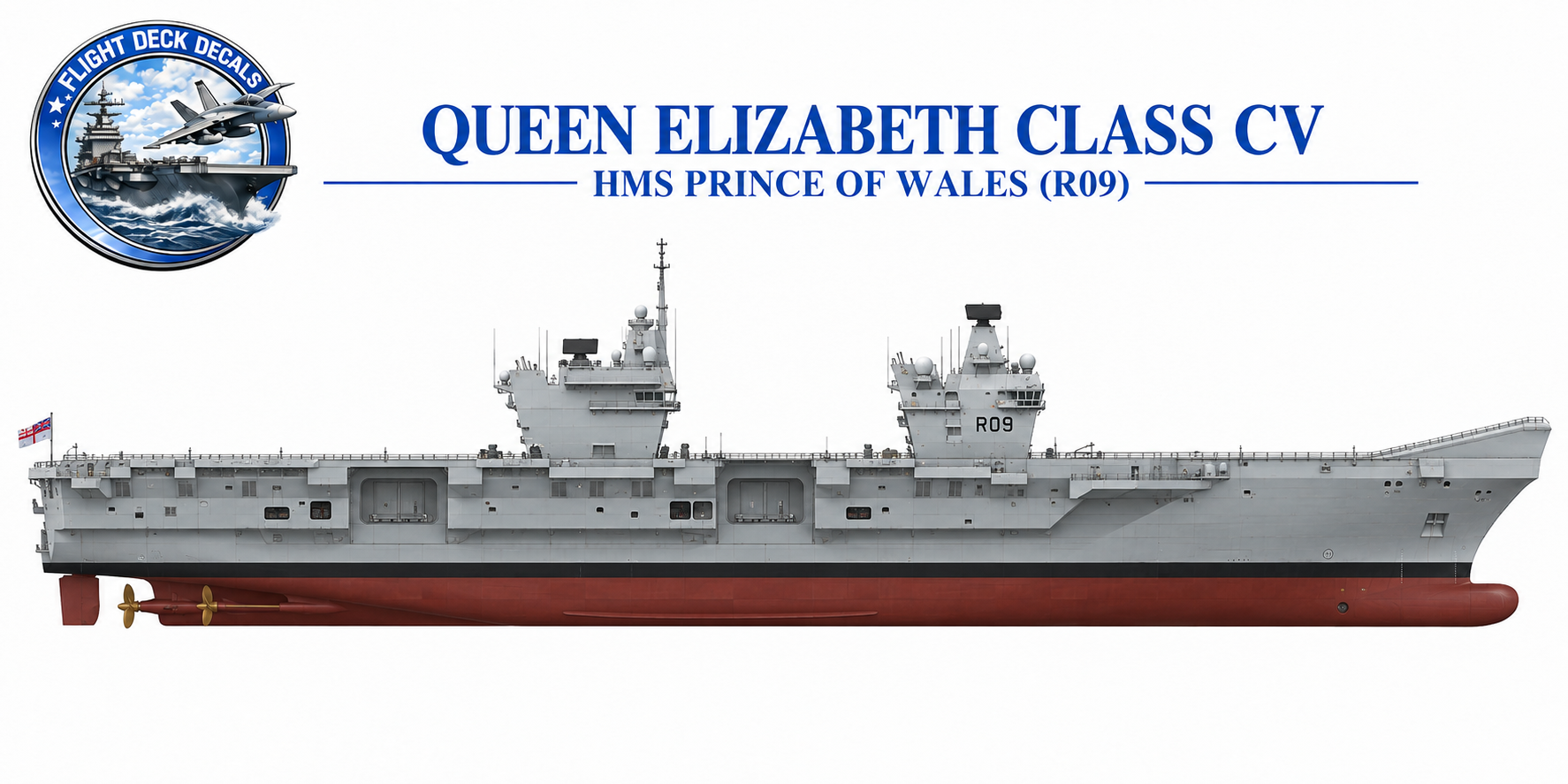 HMS Prince of Wales R09 Queen Elizabeth Class aircraft carrier profile reference