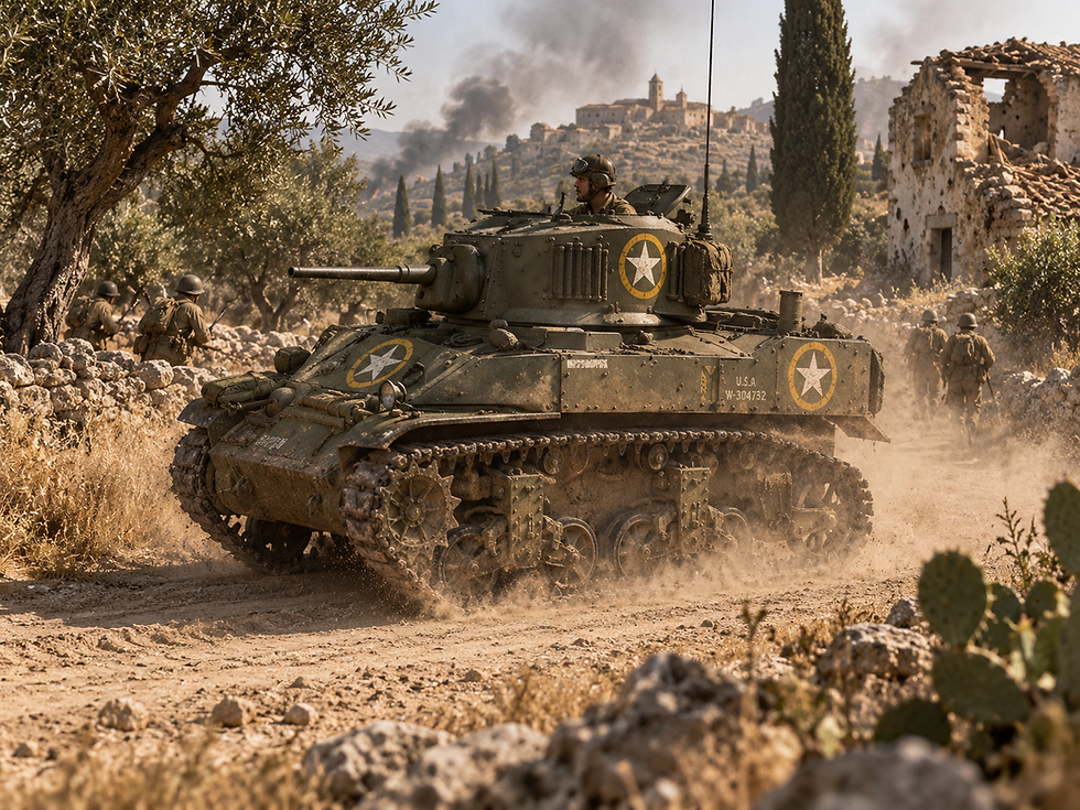 WWII USA White Star in Yellow circle on a tank in Italy — 1-300 scale