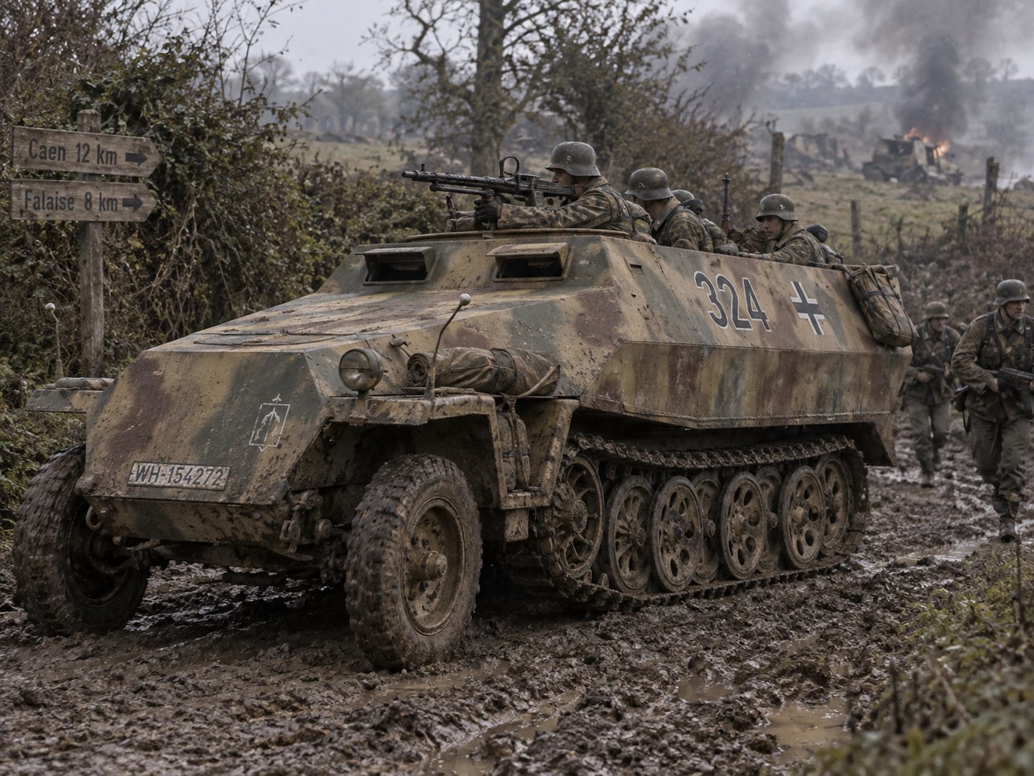Panzer Grenadier Sd.Kfz. 251 2nd Bn carrier in muddy terrain. — 1-300 scale