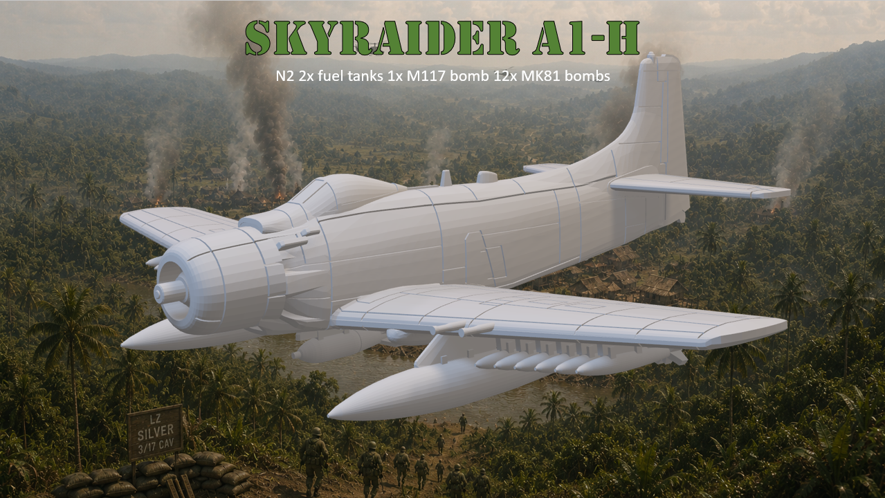 1-200 A-1H Skyraider 3D printed ground-attack aircraft miniature