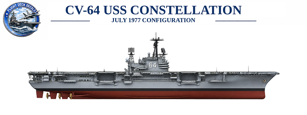 USS Constellation CV-64 aircraft carrier profile in 1977 configuration for 1:3000 naval decals
