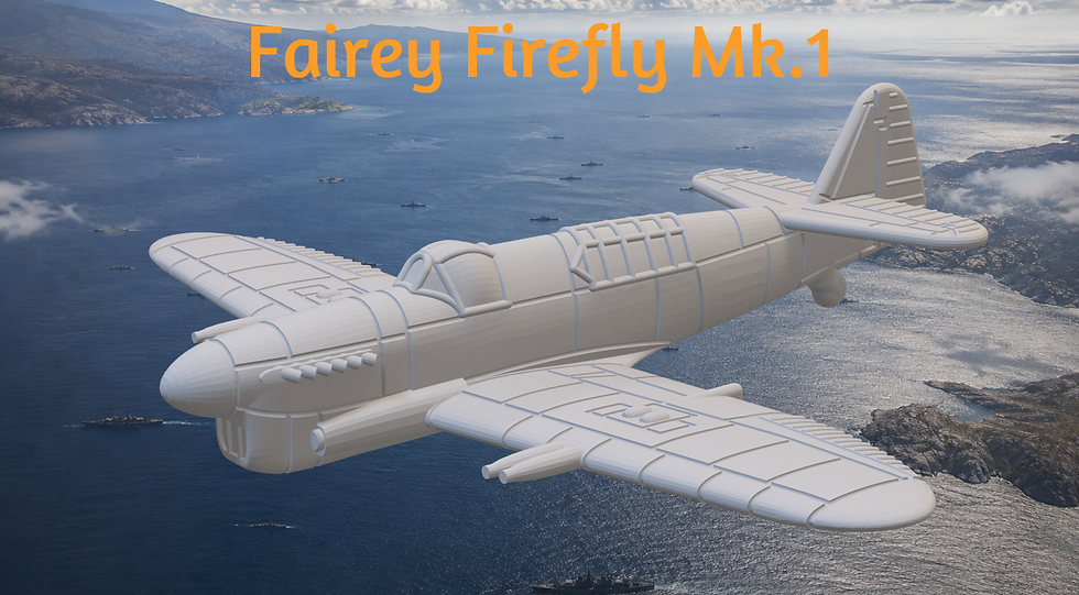 1-200 Fairey Firefly Mk.I 3D printed miniature of a WWII Fleet Air Arm strike fighter