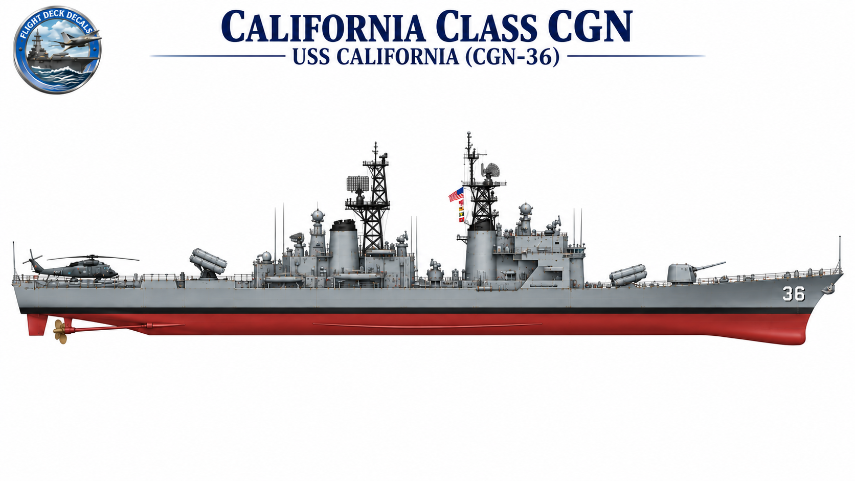 USS California Class CGN 1-2400 scale deck decal