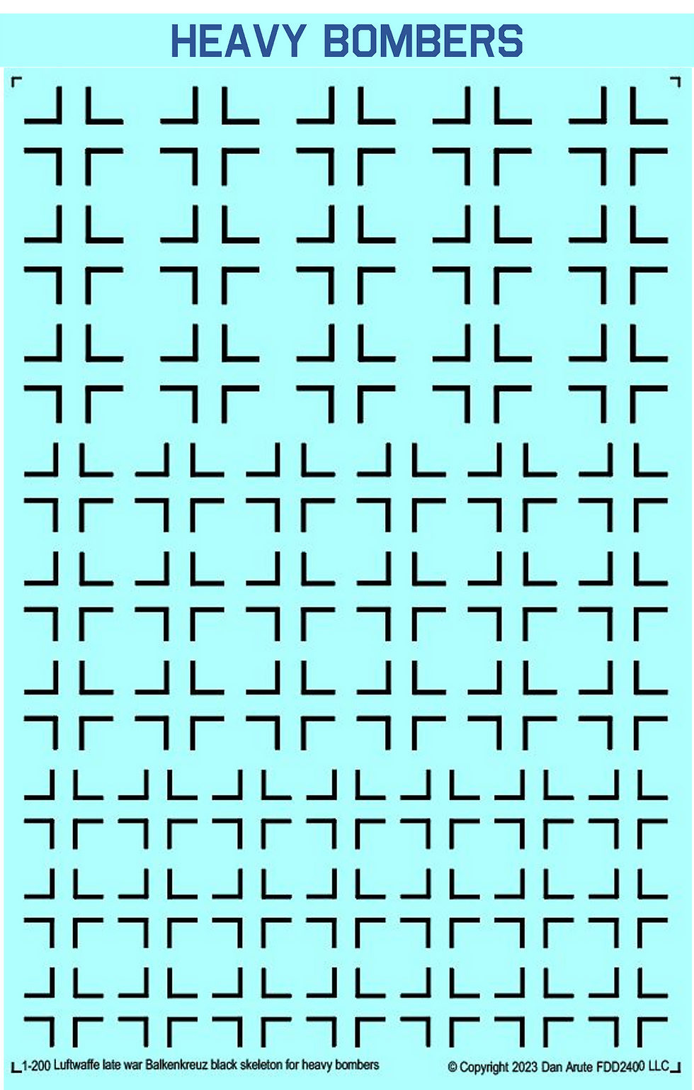 Thumbnail: Balkenkreuz late war Skeleton black outline 3 different sheet sizes 1-200 scale