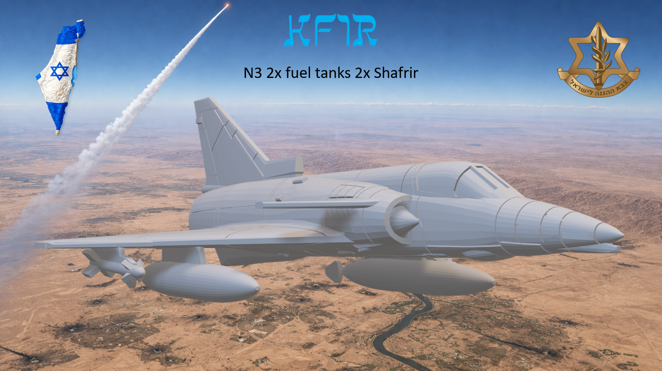 KFIR with fuel tanks & 2x Shafrir missiles