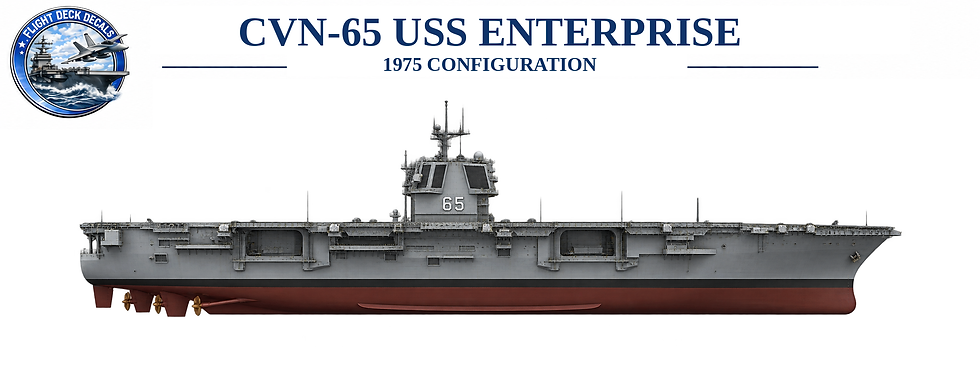 USS Enterprise CV-65 aircraft carrier profile in 1975 configuration for 1:3000 naval model decals