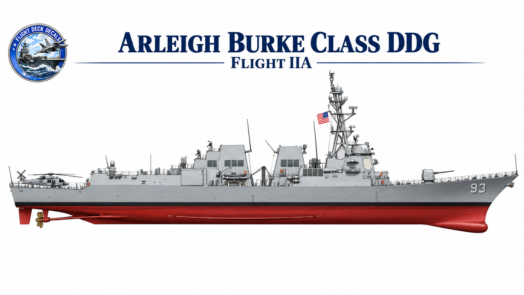 USS Arleigh Burke Flight IIA DDG 1-2400 scale deck decal
