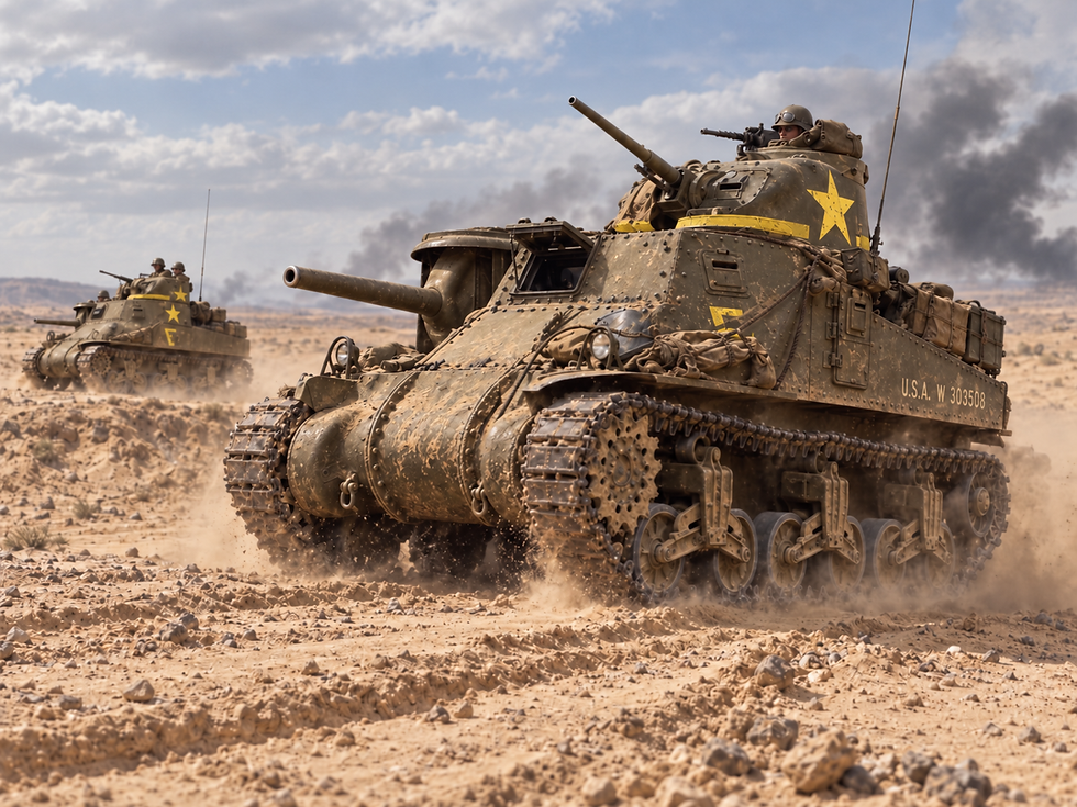 M3 Grant tank reference showing yellow US star and lower stripe recognition markings