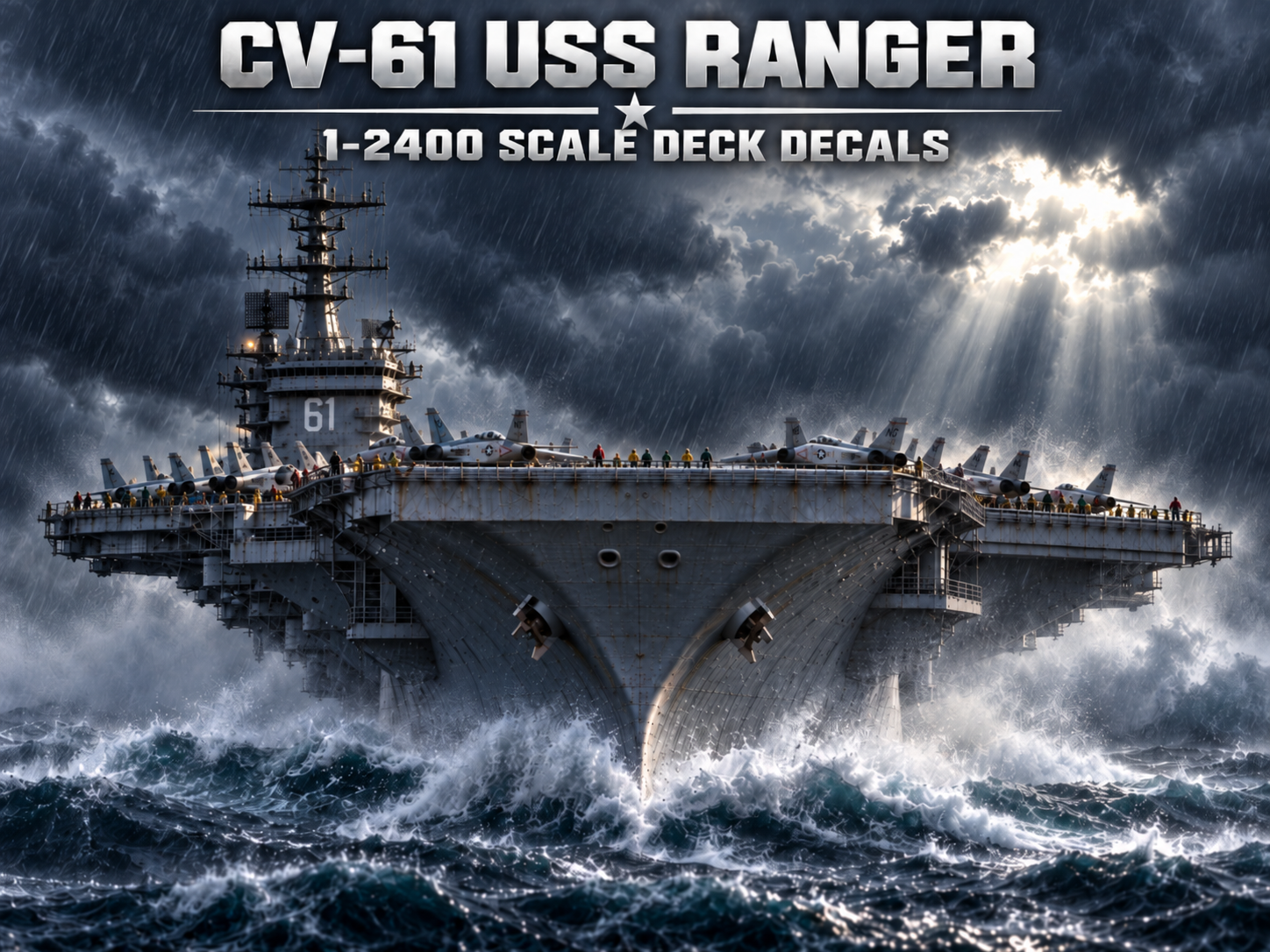 USS Ranger CV-61 aircraft carrier product artwork at sea