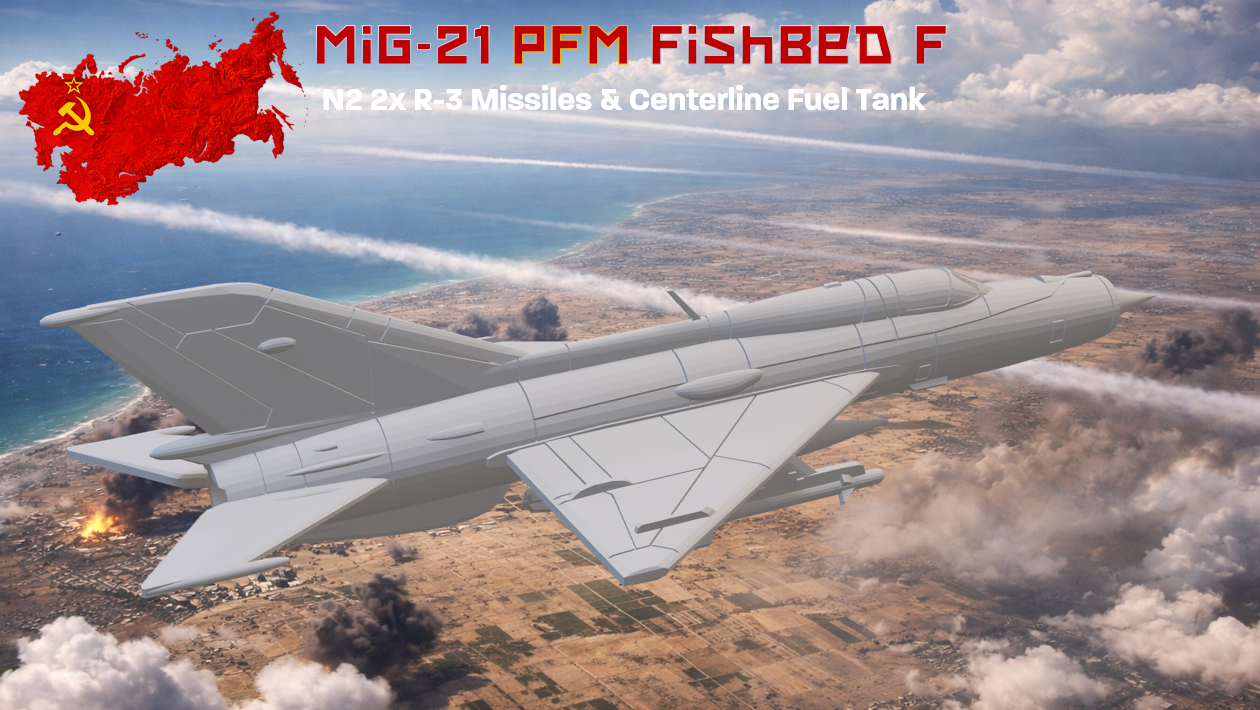 MiG-21 PMF Fishbed F with fuel tank & R-3 missiles