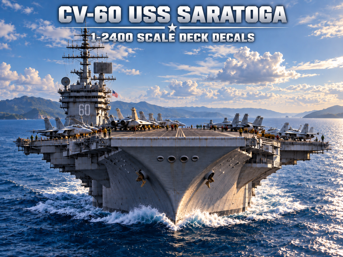 USS Saratoga CV-60 aircraft carrier product artwork at sea