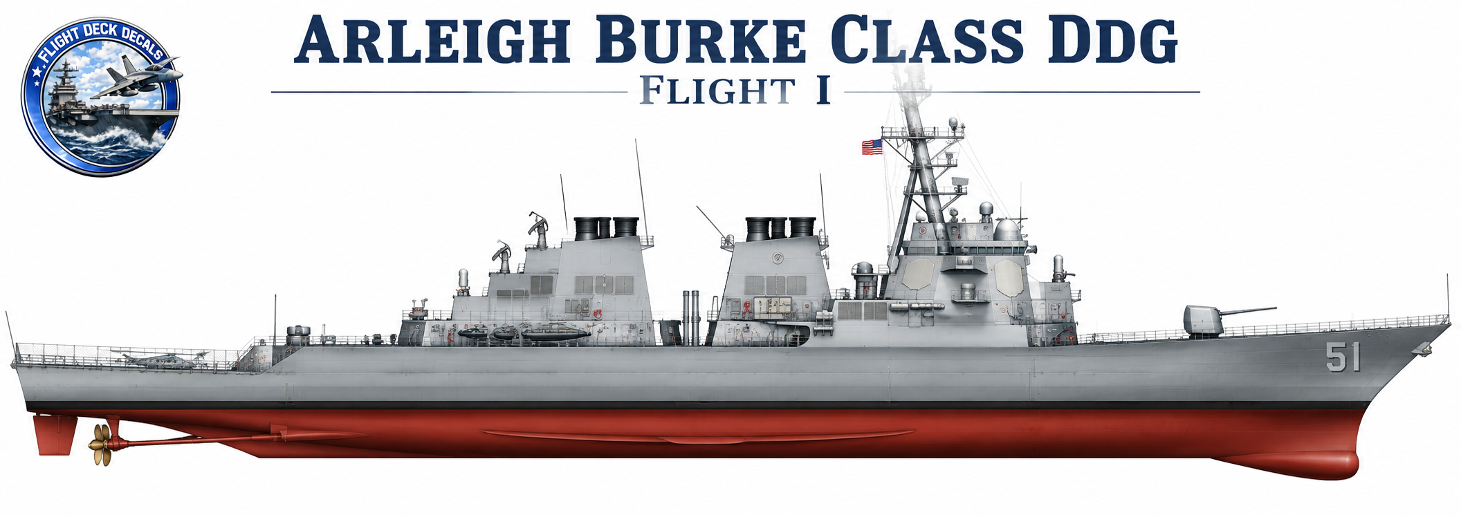 USS Arleigh Burke Flight I DDG 1-2400 scale deck decal