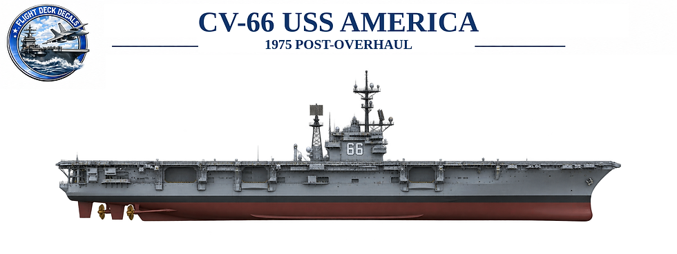 USS America CV-66 aircraft carrier profile after 1975 overhaul for 1:3000 naval model decals